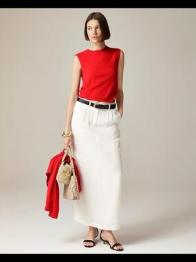 J. CREW Featherweight cashmere-blend cropped sweater shell in Red 2X.